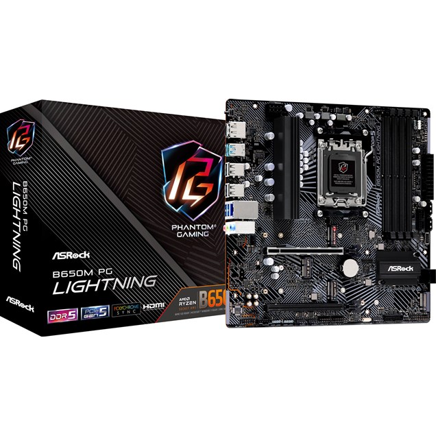 ASRock B650M PG Lightning mATX Motherboard for AMD AM5 CPUs